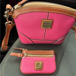 Dooney & Bourke Domed crossbody with matching coin purse; pink; NWOT.